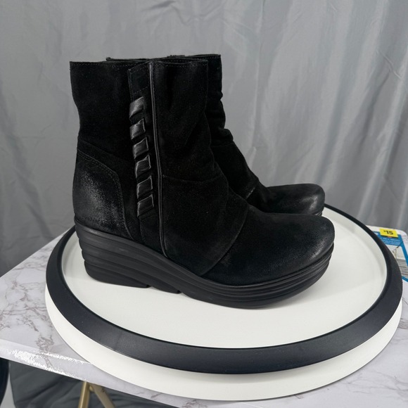 Miz Mooz Shoes - Miz Mooz Zola Ankle Boots 9.5/ 40 EU Black Leather Suede Wedge Platform Zipper
